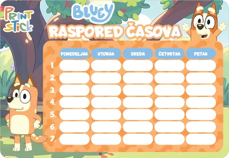 Samolepljivi raspored časova Bluey