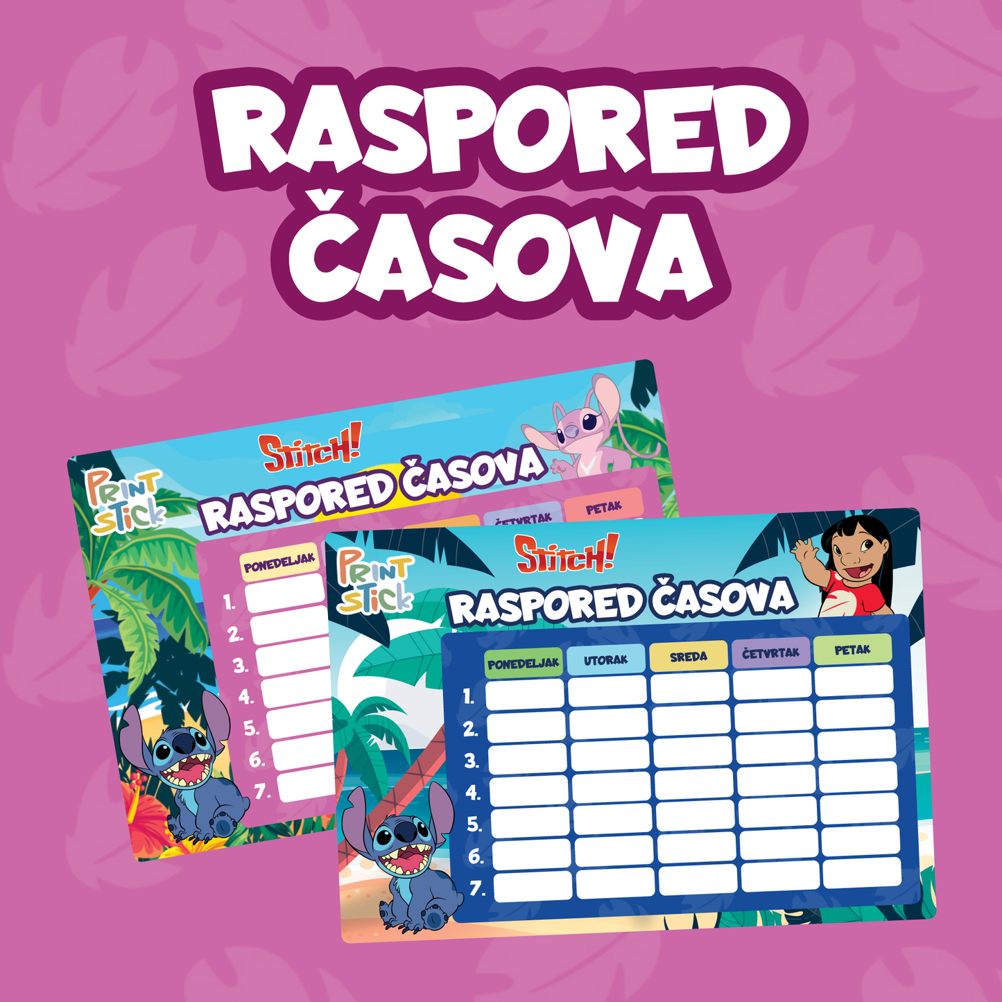 Samolepljivi raspored časova Stitch