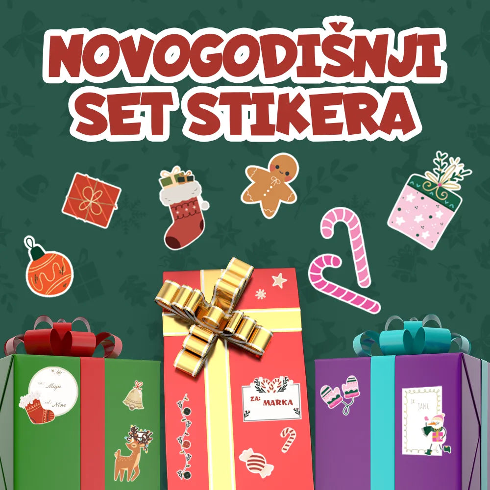 Set novogodišnji stikeri za poklone