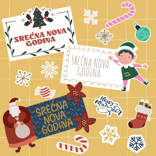 Set novogodišnji stikeri za poklone nepersonalizovani