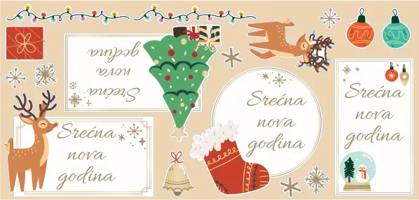 Set novogodišnji stikeri za poklone nepersonalizovani