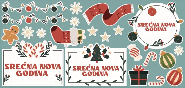 Set novogodišnji stikeri za poklone nepersonalizovani