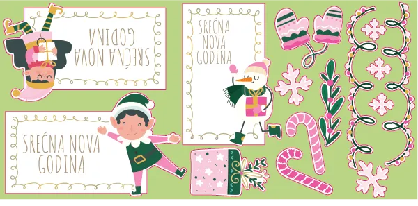 Set novogodišnji stikeri za poklone nepersonalizovani