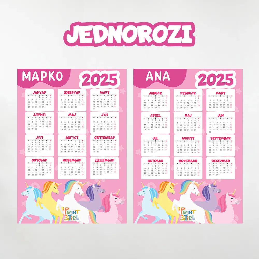 Kalendar - Jednorozi