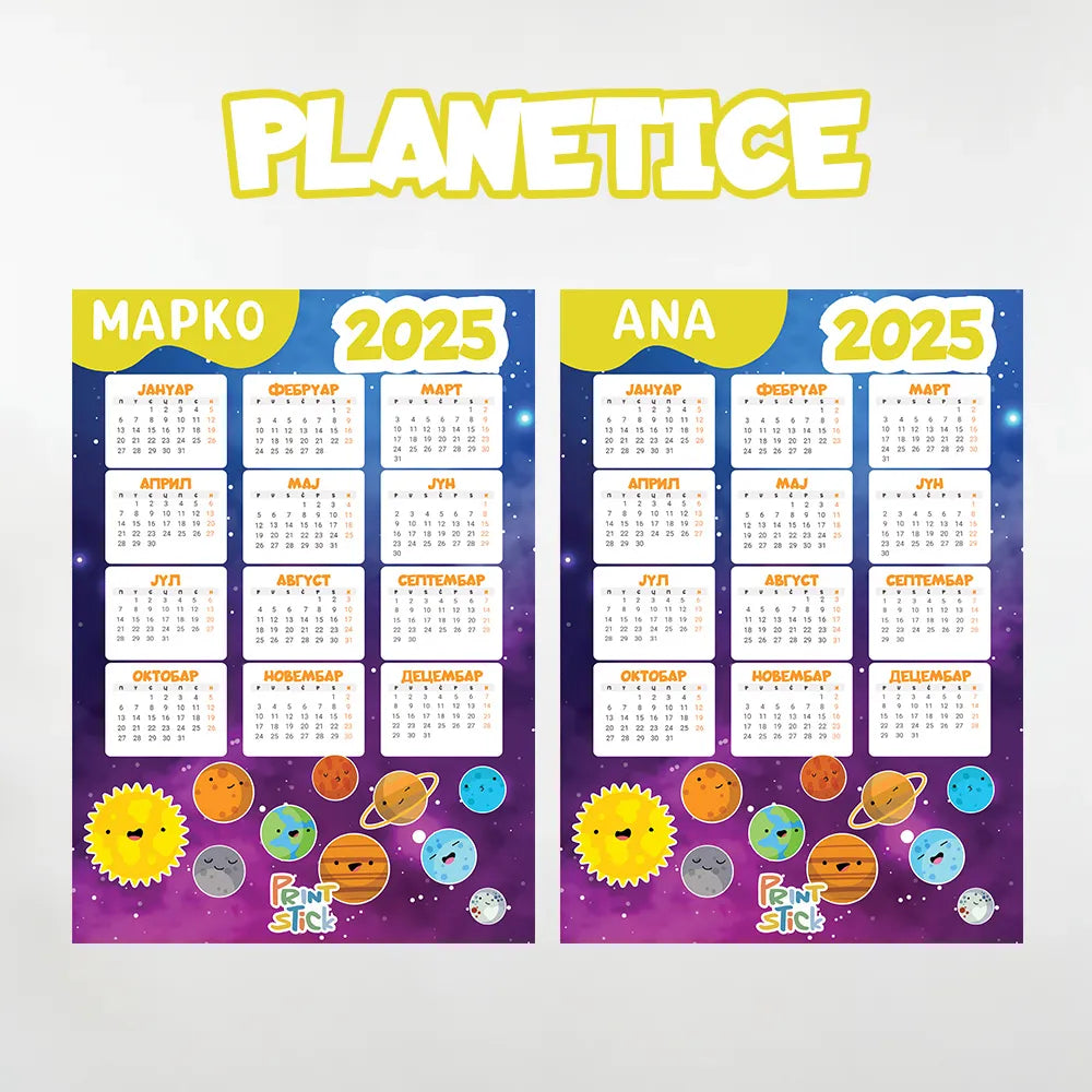 Kalendar -  Planetice