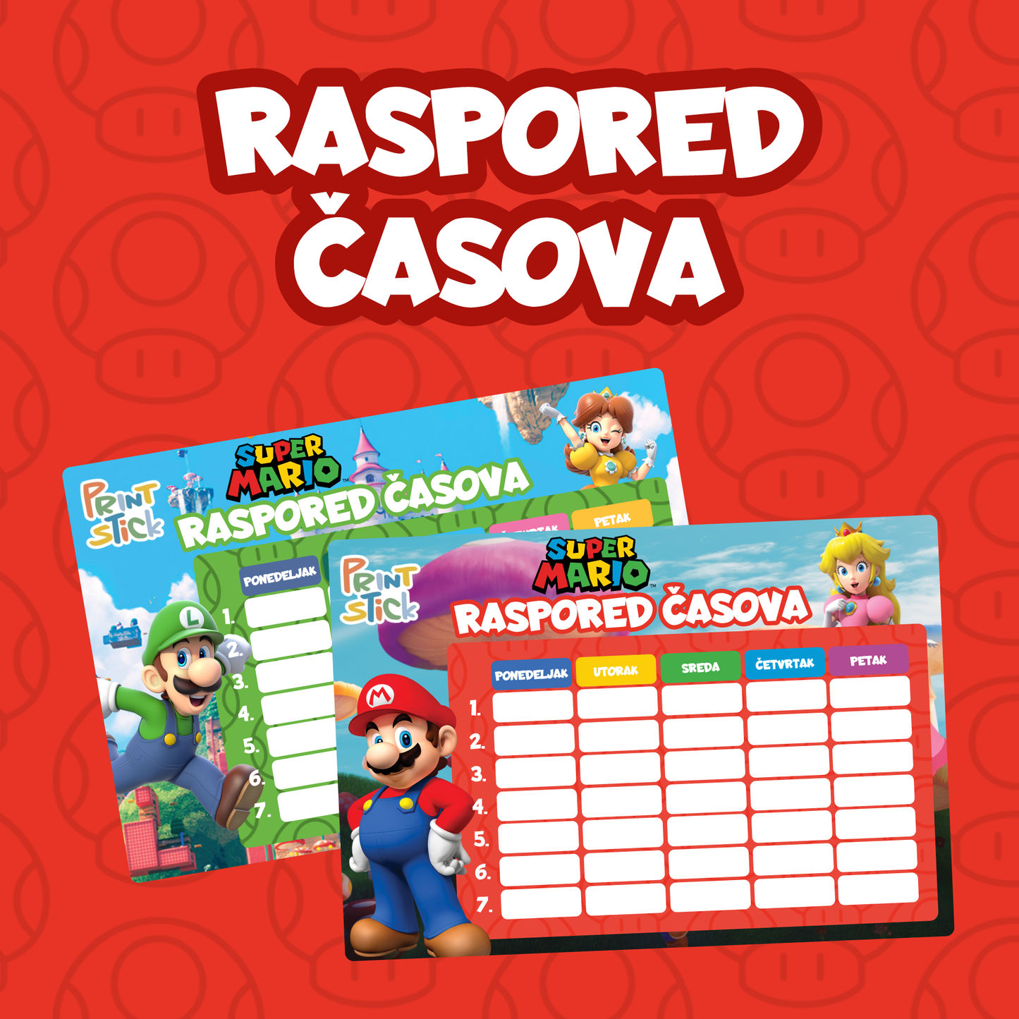 Samolepljivi raspored časova Super Mario