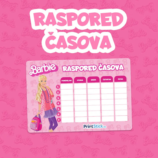 Samolepljivi raspored časova Barbie