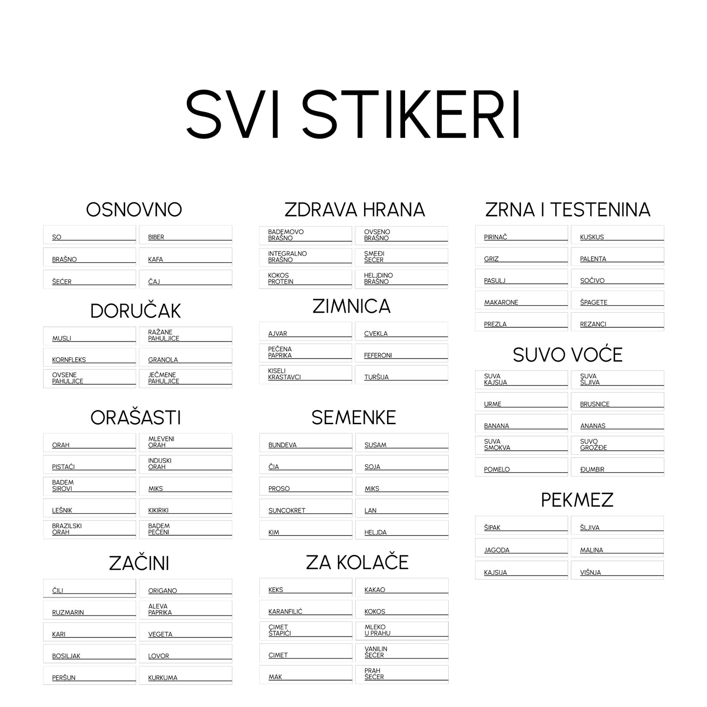 Stikeri za domaćinstvo pravougaonik - setovi